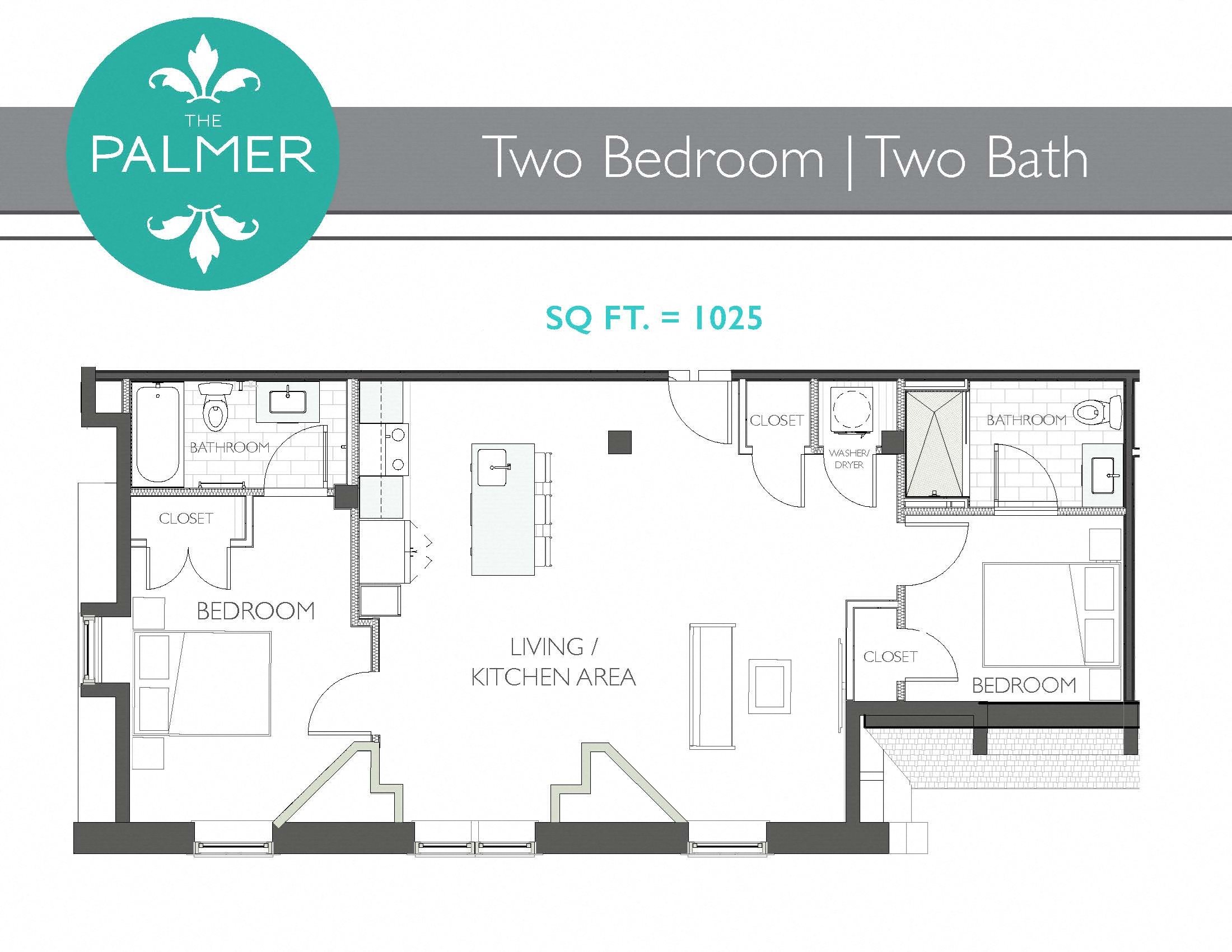 2 Bedroom 2 Bathroom Floor Plan 9